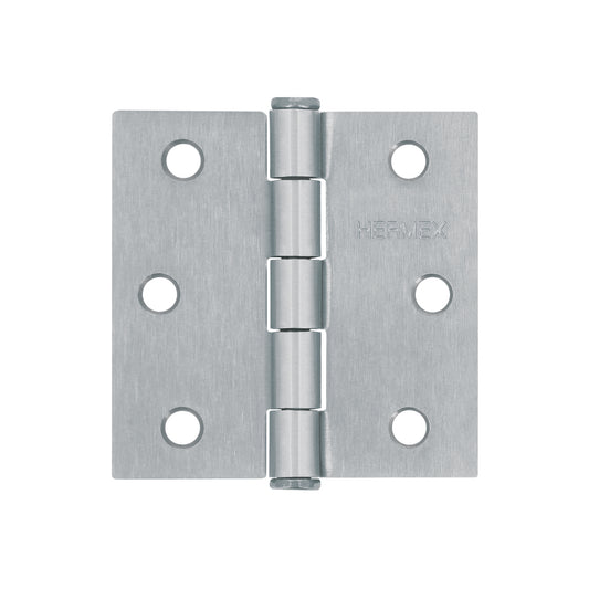 Bisagra cuadrada 2-1/2', satinado, cabeza plana, Hermex Caja con 10, 43260