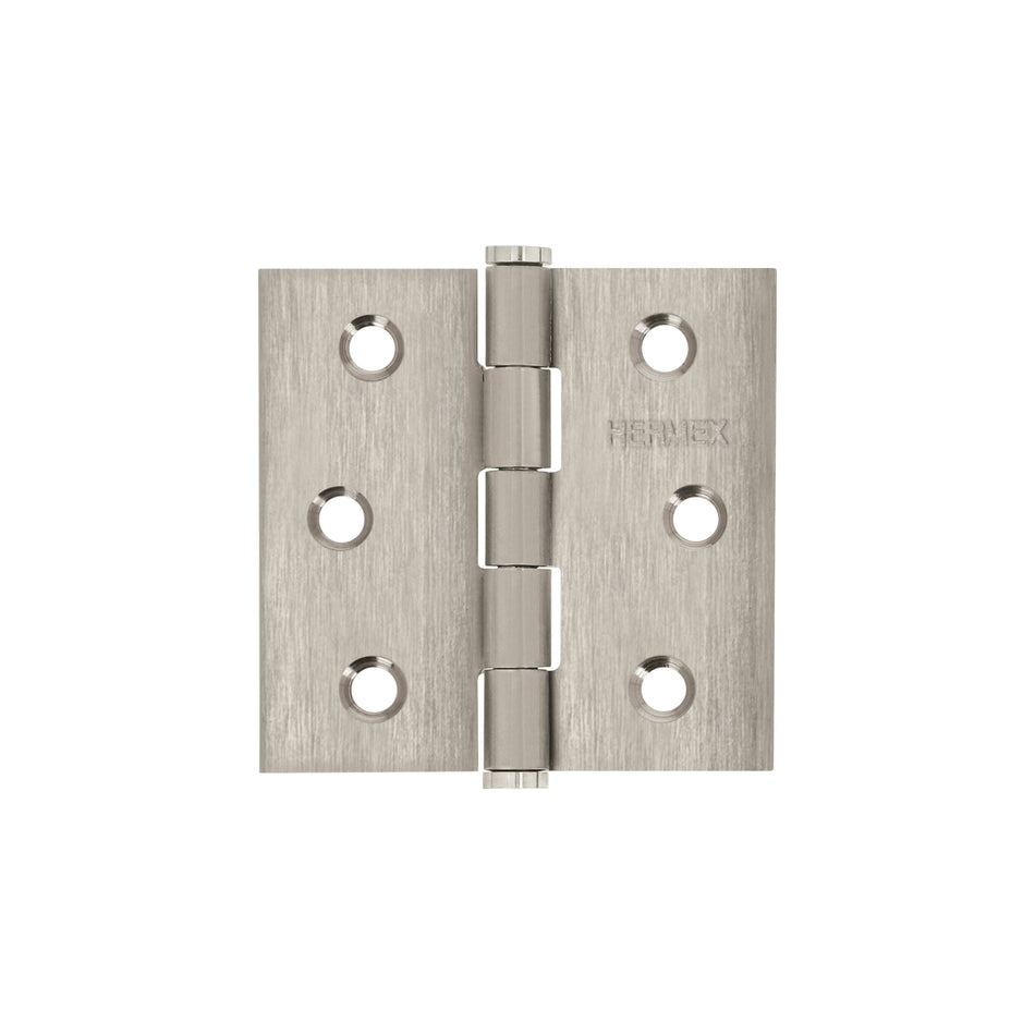 Bisagra cuadrada 2-1/2' acero inox, cabeza plana, Hermex Caja con 10, 43226