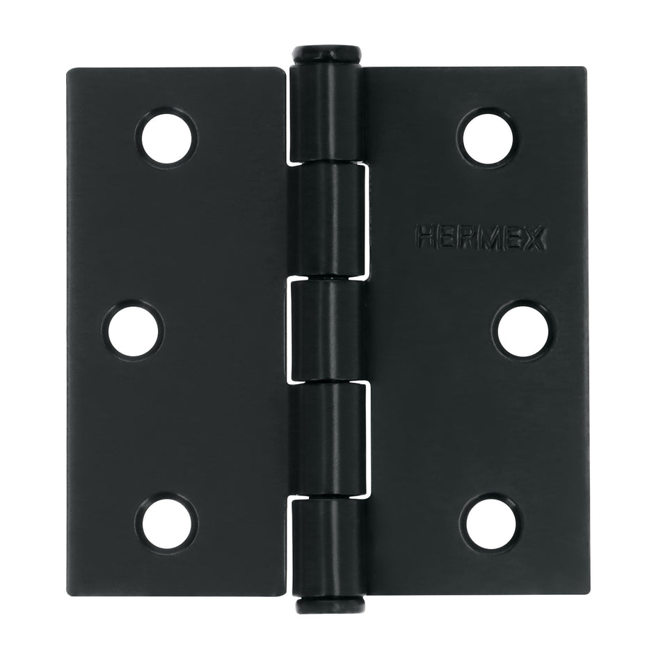 Bisagra cuadrada 2 1/2', negro mate, cabeza plana, Hermex Caja con 10, 46707
