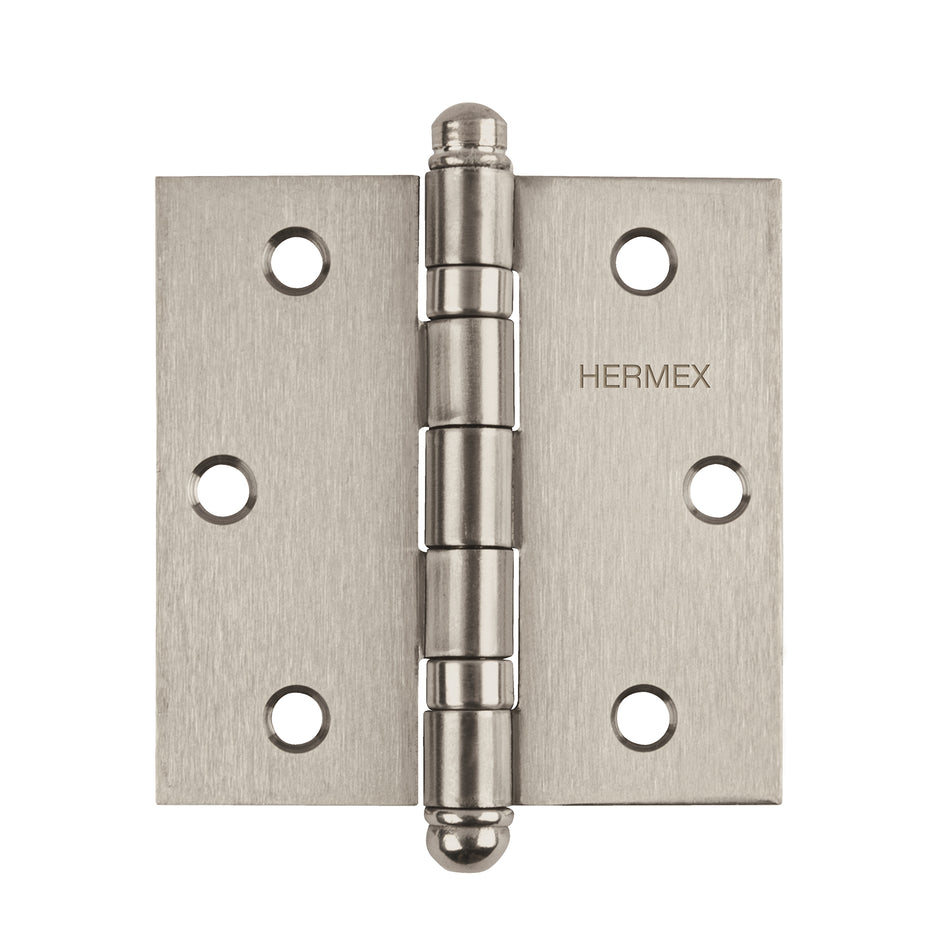 Bisagra cuadrada 3' acero inox, cabeza redonda, Hermex Caja con 10, 43222