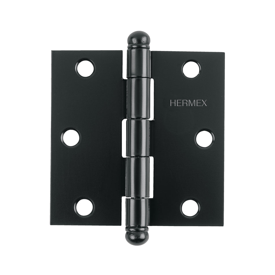 Bisagra cuadrada 3', negro mate, cabeza redonda, Hermex Caja con 10, 46919