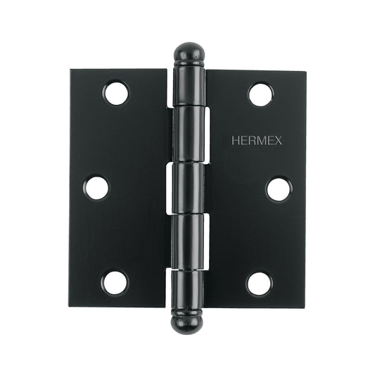 Bisagra cuadrada 3', negro mate, cabeza redonda, Hermex Caja con 10, 46919