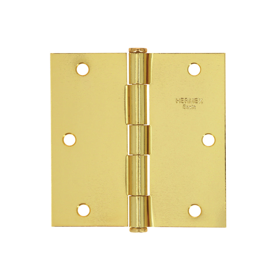 Bisagra cuadrada 3-1/2',latonado, cabeza plana, Hermex Basic Caja con 10, 23685