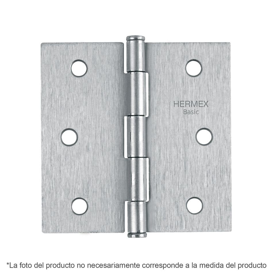 Bisagra cuadrada 3-1/2', satinado, cabeza plana, Basic Caja con 10, 23688