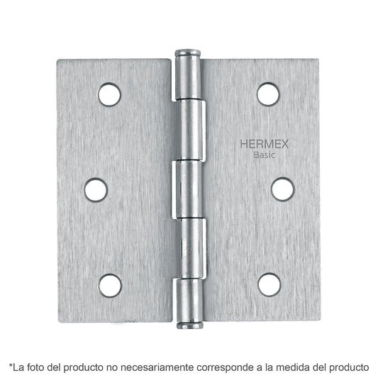 Bisagra cuadrada 3-1/2', satinado, cabeza plana, Basic Caja con 10, 23688
