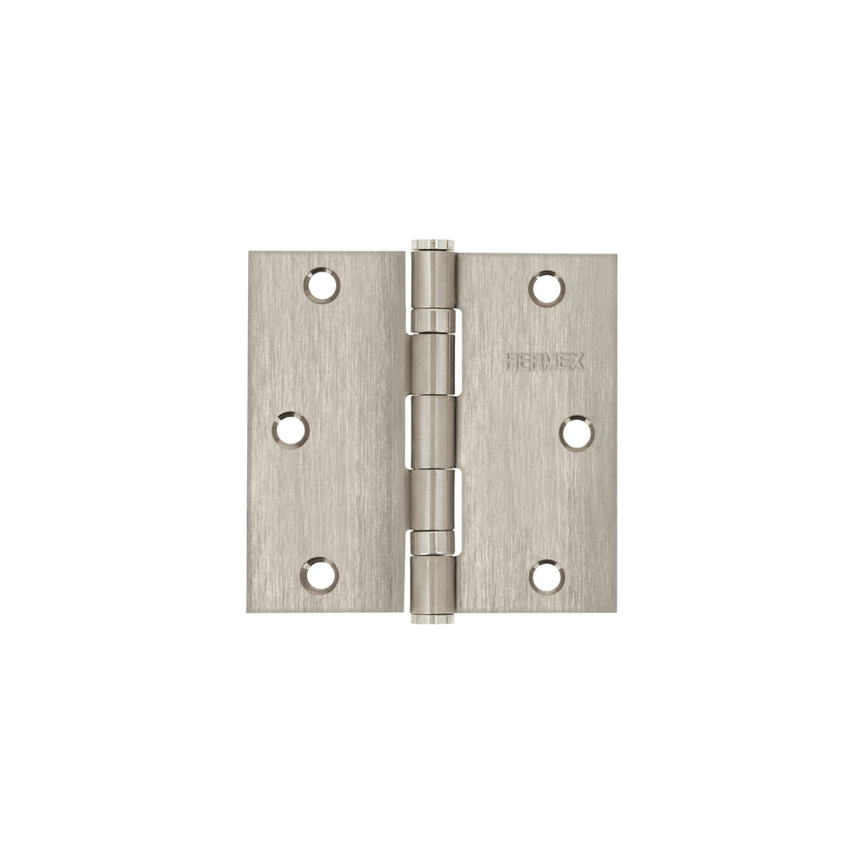 Bisagra cuadrada 3-1/2' acero inox, cabeza plana, Hermex Caja con 10, 43228