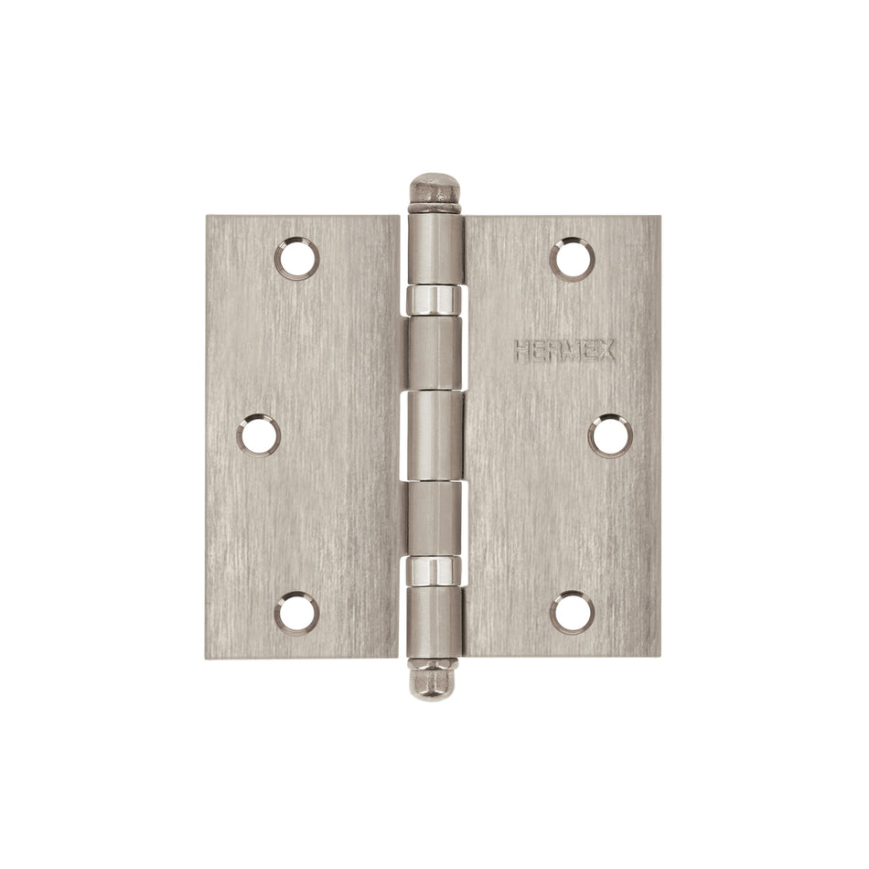 Bisagra cuadrada 3-1/2' acero inox, cabeza redonda, Hermex Caja con 10, 43223