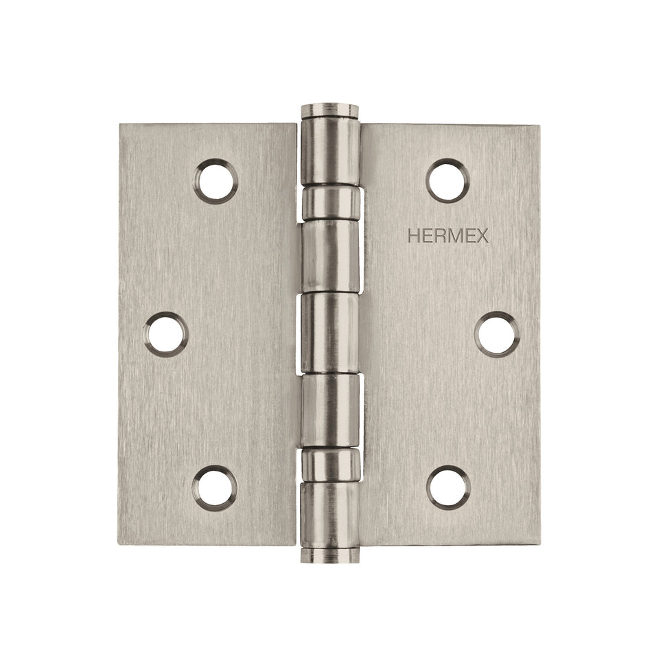 Bisagra cuadrada 4' acero inox, cabeza plana, Hermex Caja con 10, 43229