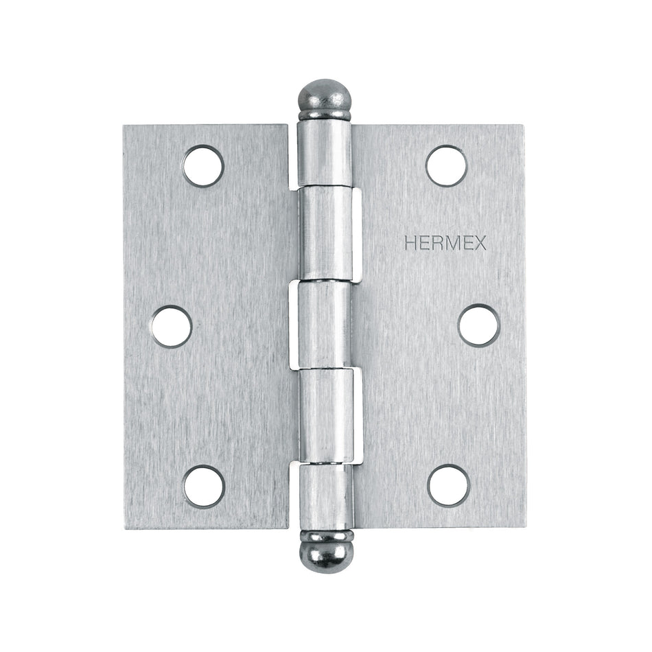 Bisagra cuadrada 4' acero inox, cabeza redonda, Hermex Caja con 10, 43224