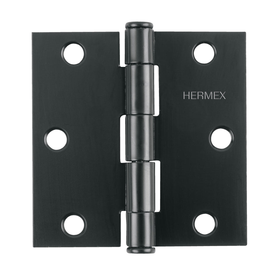 Bisagra cuadrada 2', negro mate, cabeza plana, Hermex Caja con 10, 46706
