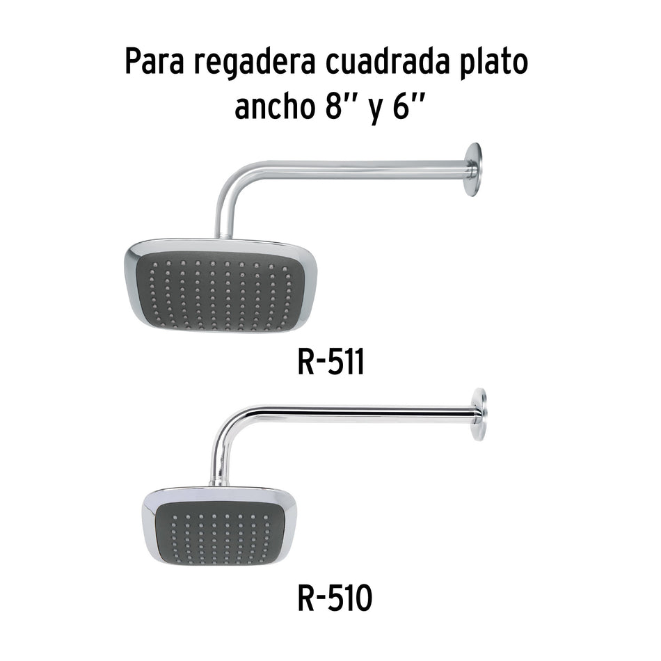 Brazo y chapetón recto de repuesto para regadera, Foset Aqua Caja con 6, 44507