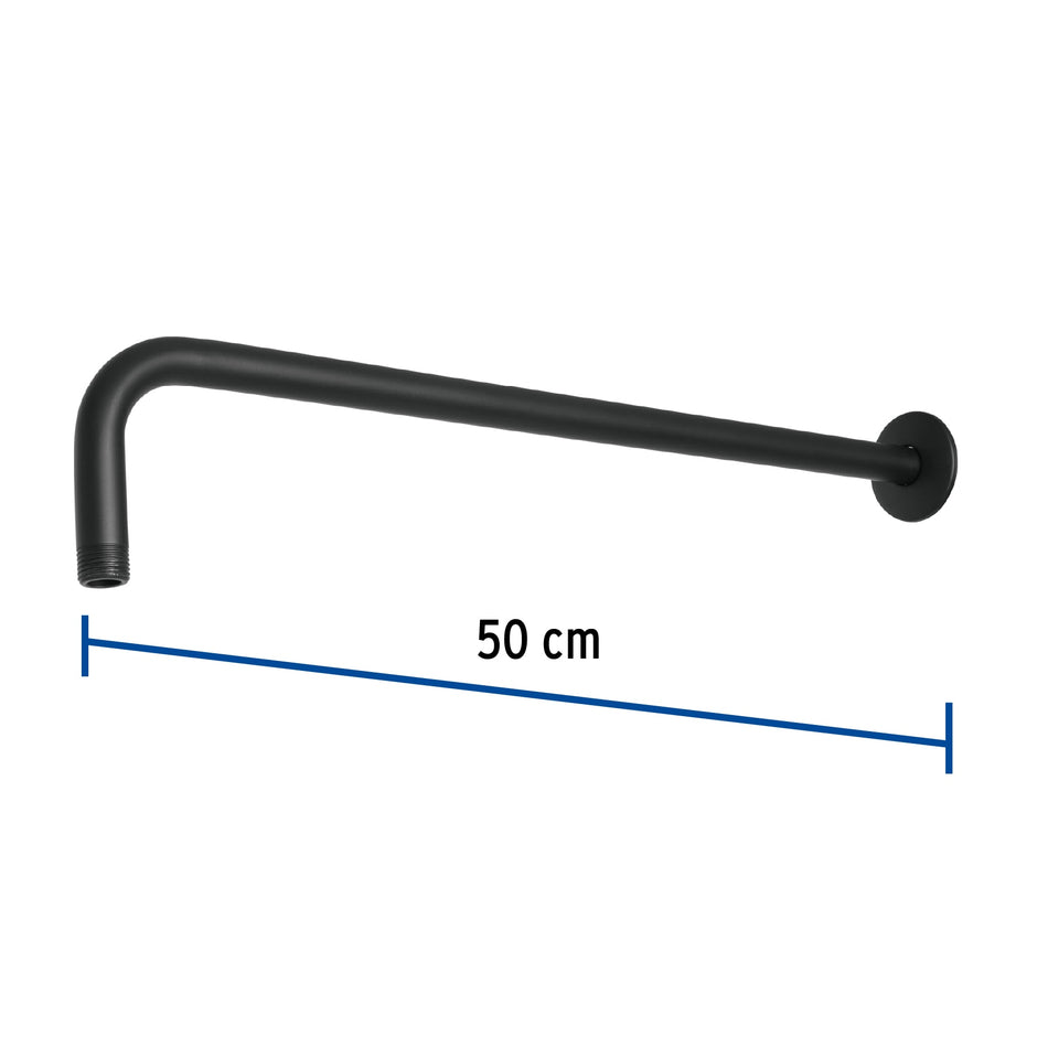 Brazo recto 50 cm con chapetón para regadera, negro mate Caja con 2, 47754