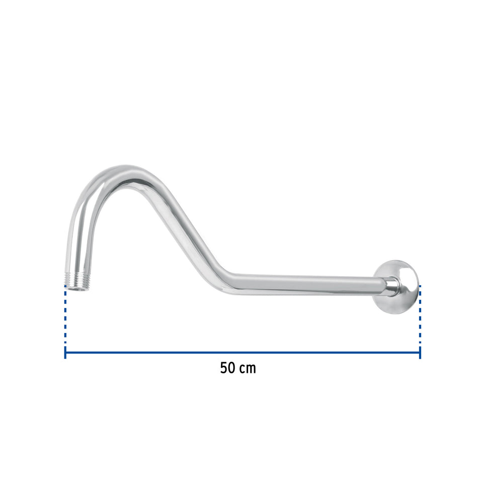 Brazo de 50 cm y chapetón tipo gancho para regadera, Aero, 44508