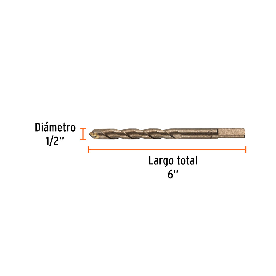 Broca para concreto de 1/2 x 6', Truper Caja con 10, 11230