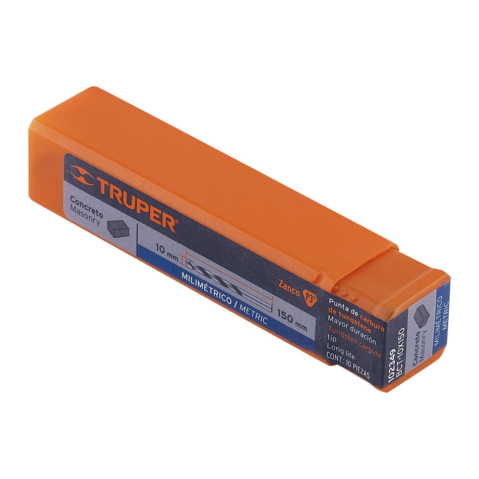 Broca para concreto 10 x 150 mm, Truper Caja con 10, 102349