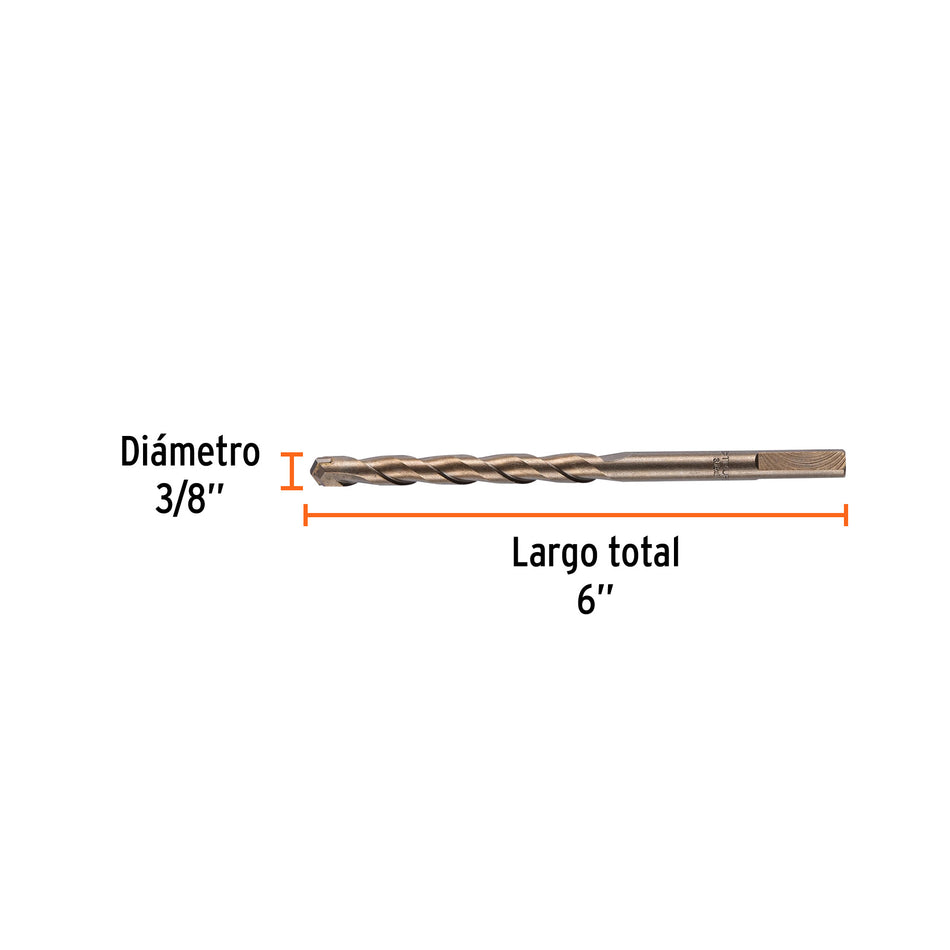 Broca para concreto de 3/8 x 6', Truper Caja con 10, 11224