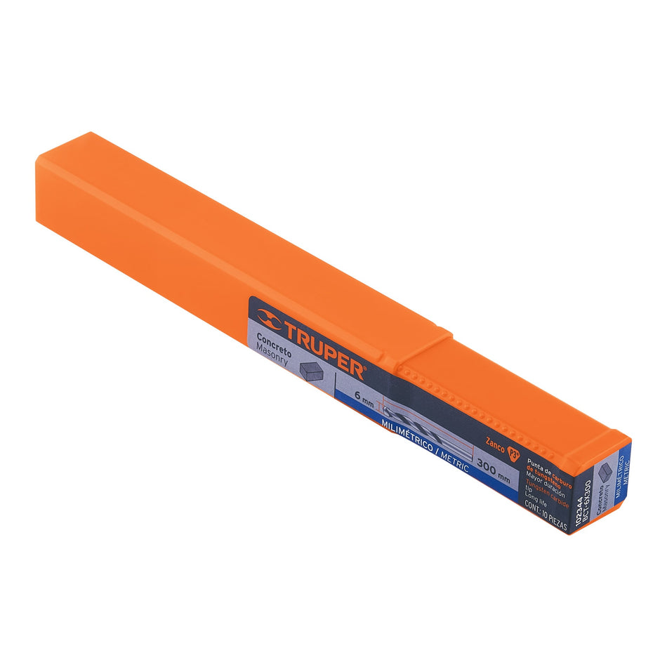 Broca para concreto 6 x 300 mm, Truper Caja con 10, 102344
