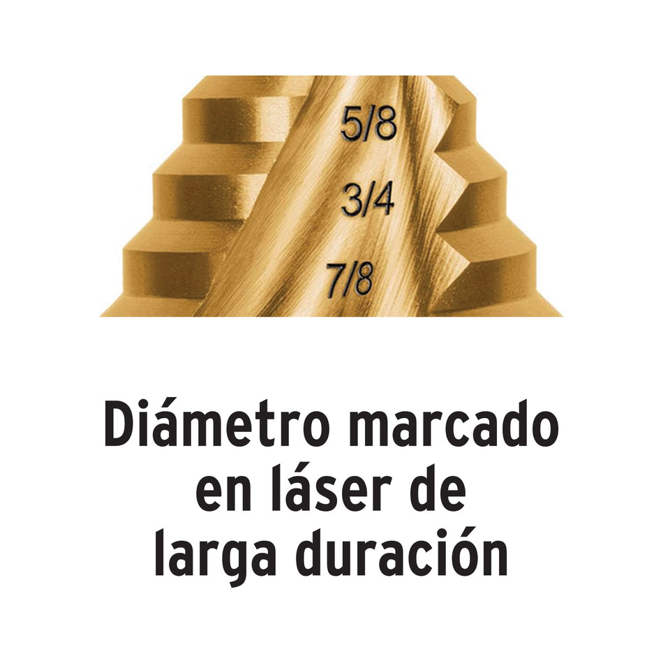 Broca escalonada titanio 11 escalones 1/4' a 7/8', Expert, 101554