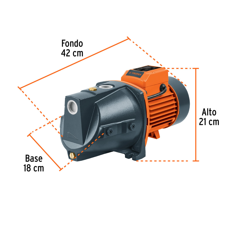 Bomba eléctrica tipo jet para agua, hierro, 1 HP, Truper, 12408