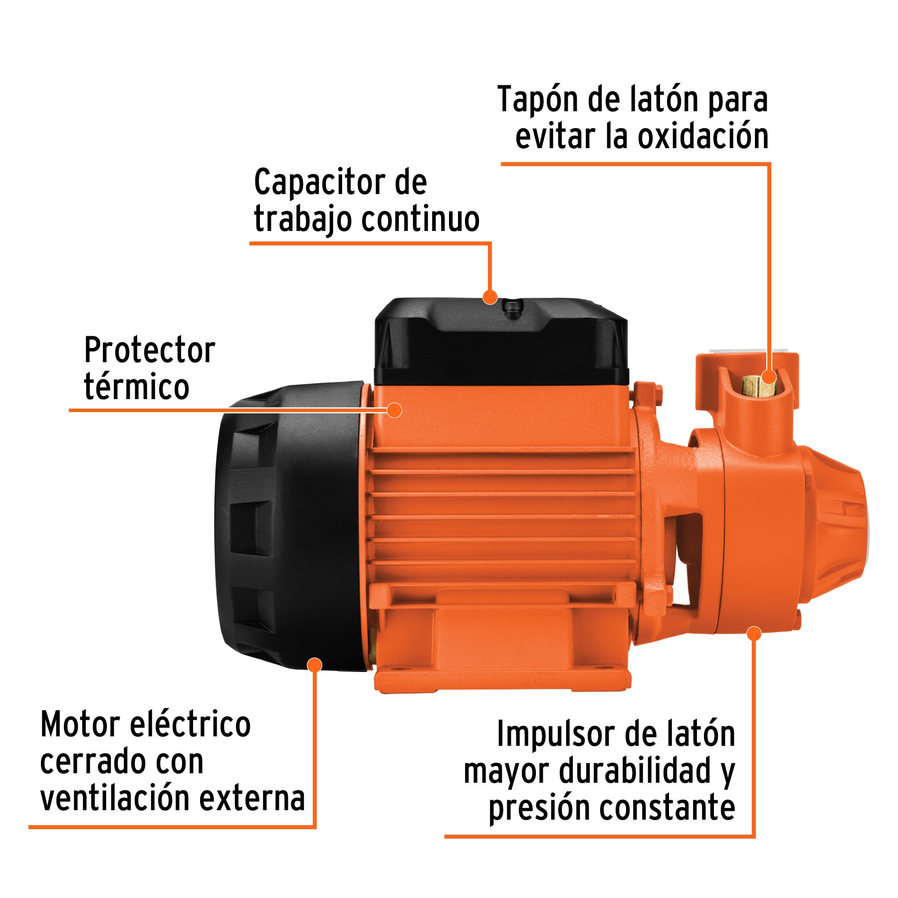 Bomba periférica 1 HP, altura máxima 70 m, Truper Expert, 10070