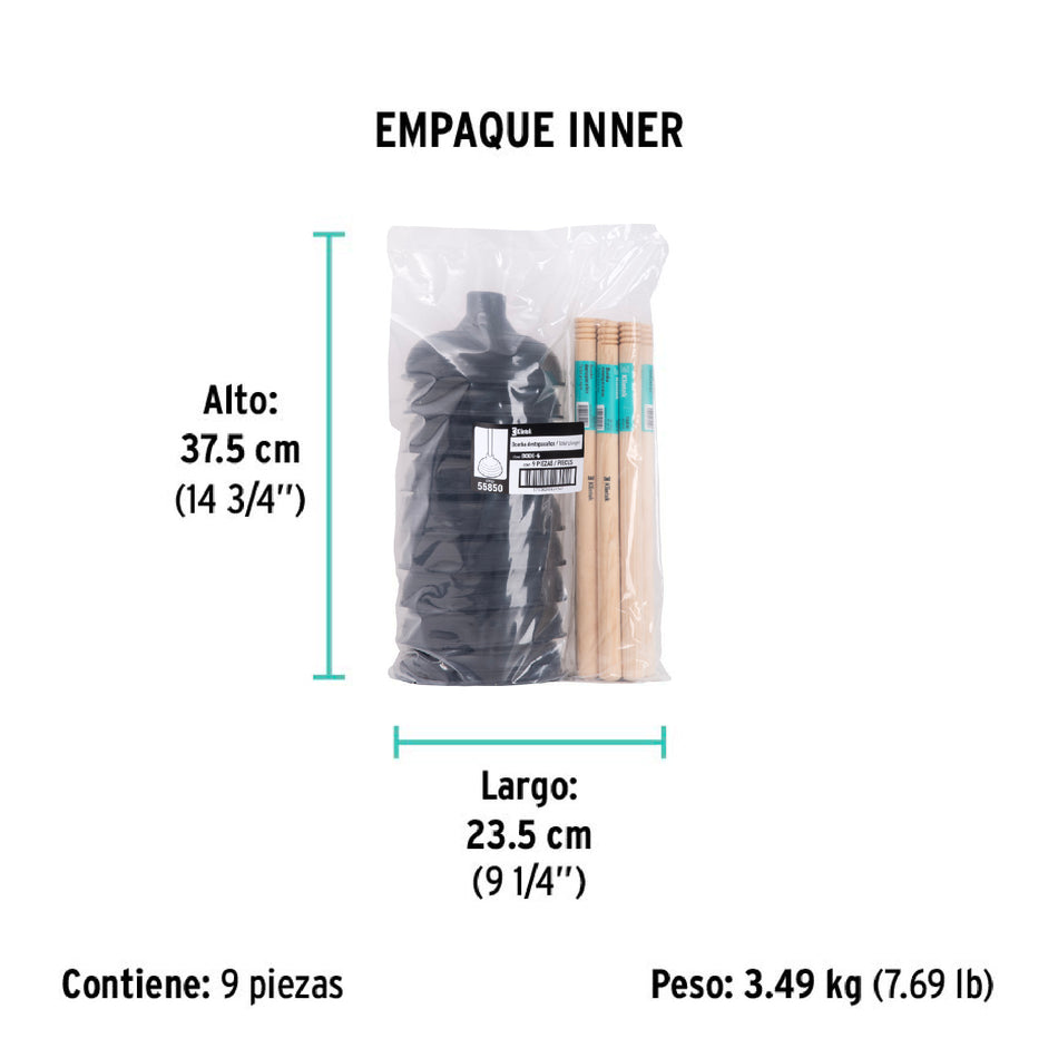 Bomba destapacaños de 15 cm, Klintek Caja con 9, 55850