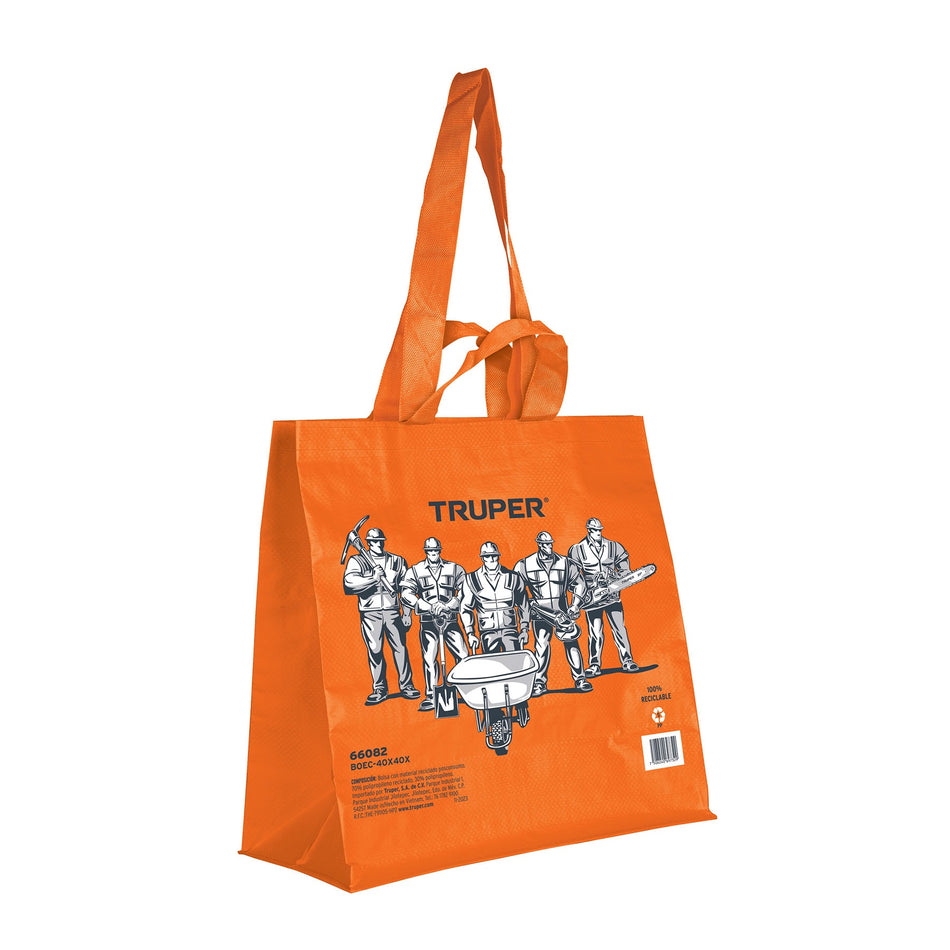 Bolsa ecológica naranja de 40 x 40 cm, Truper Caja con 100, 66082