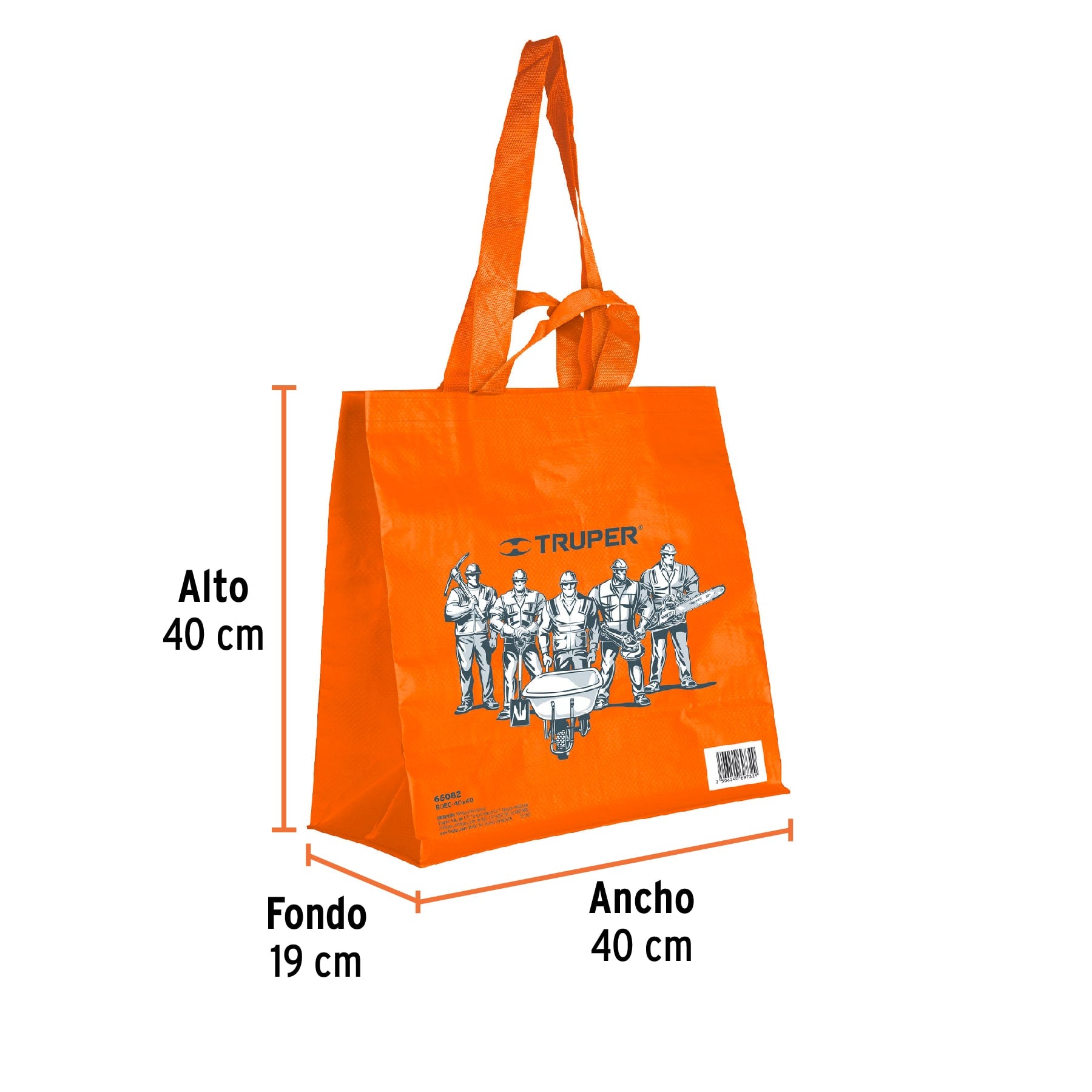 Bolsa ecológica naranja de 40 x 40 cm, Truper, 66082