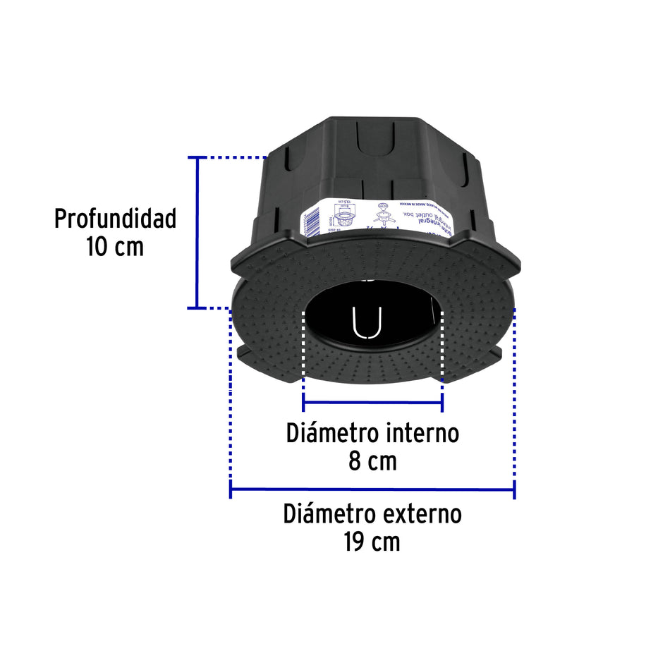 Bote integral de 10 cm, aro interno de 8 cm, Volteck Caja con 5, 48374