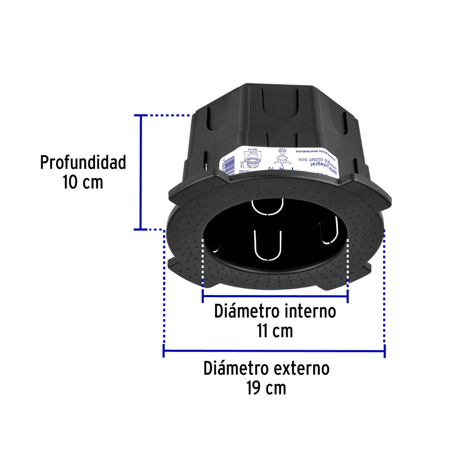 Bote integral de 10 cm, aro interno de 11 cm, Volteck Caja con 5, 48375