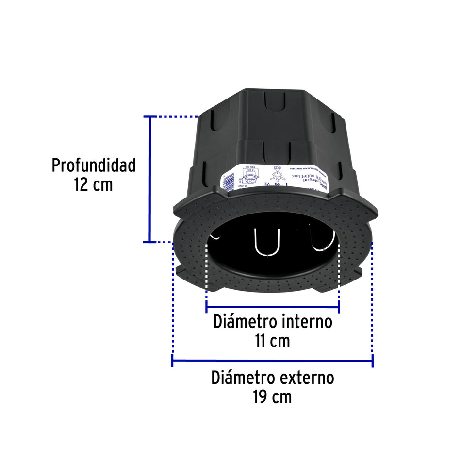 Bote integral de 12 cm, aro interno de 11 cm, Volteck Caja con 5, 48371