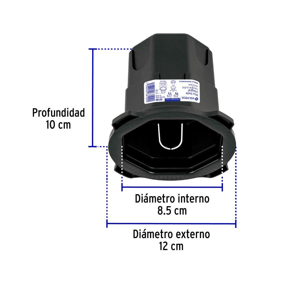 Mini bote integral 10 cm, aro interno de 8.5 cm, Volteck Caja con 5, 40140