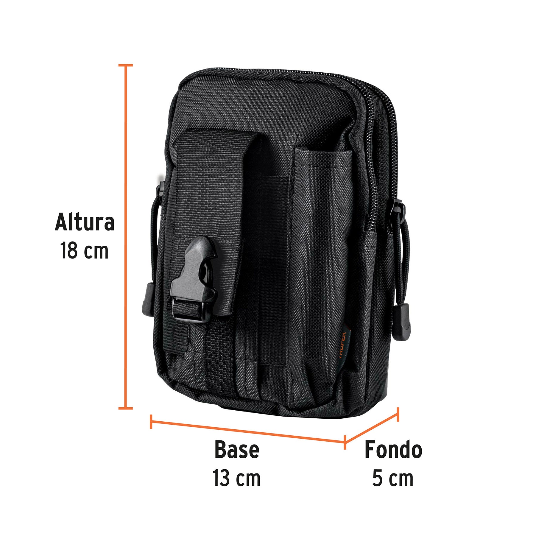 Bolso táctico negro para cinturón, Truper, 67021