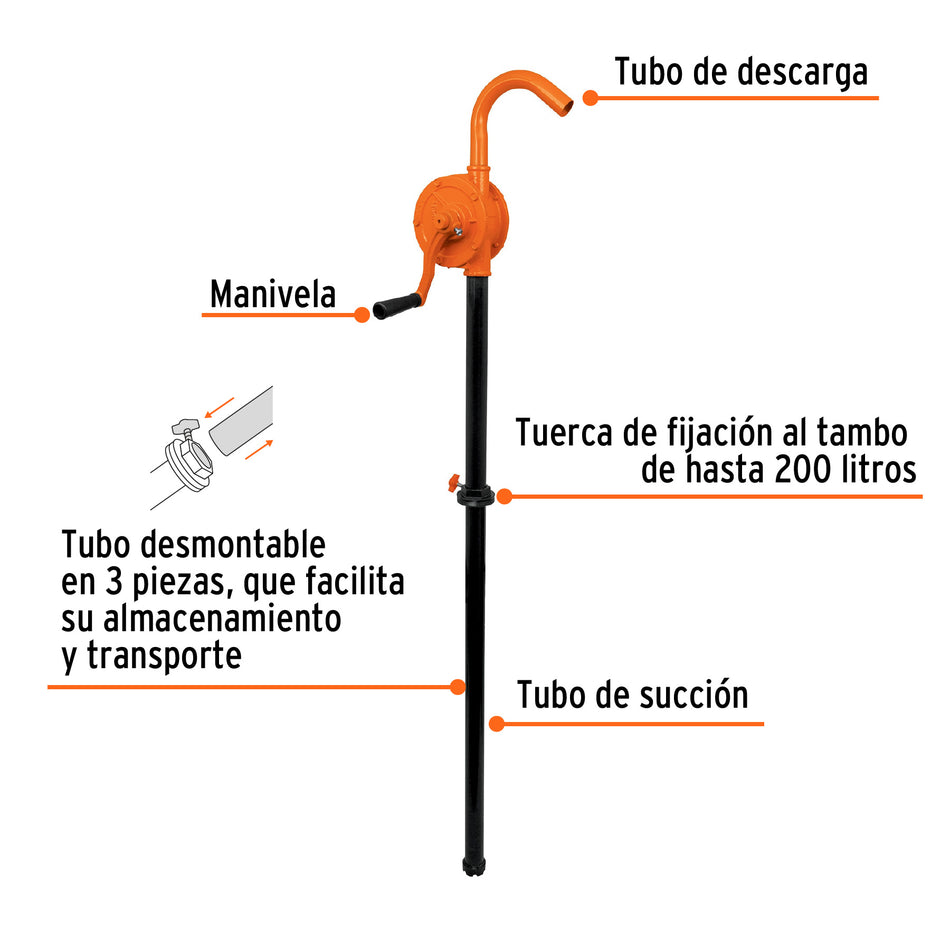 Bomba extractora de aceites con manivela, Truper, 10067