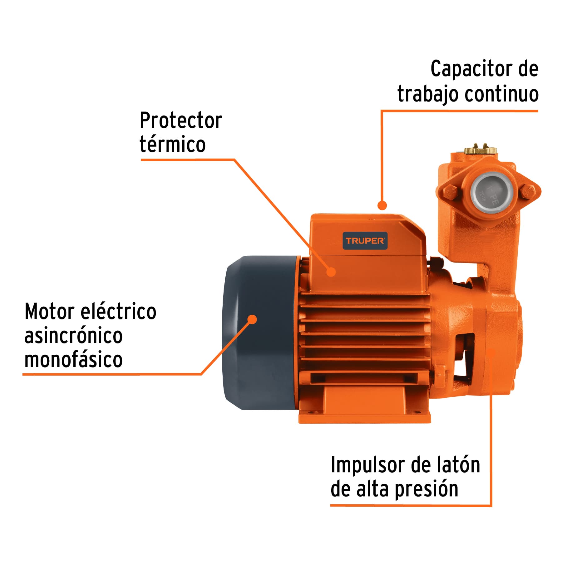 Bomba periférica autocebante, 1 HP, TRUPER, 12782