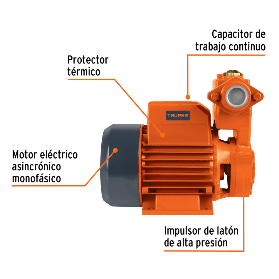 Bomba periférica autocebante, 3/4 HP, TRUPER, 12781