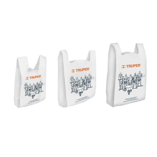 Bolsa plástica biodegradable de 34 x 60 cm, Truper Caja con 100, 61130