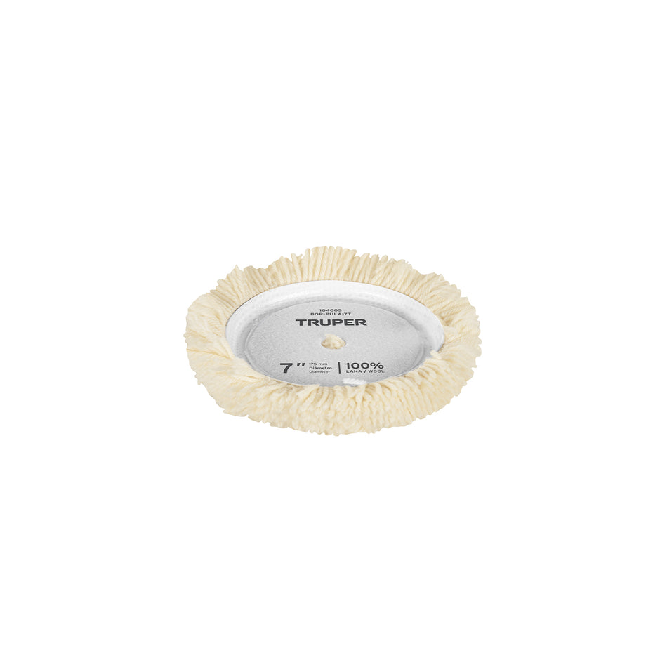 Borla p/pulir de lana trenzada de 7' hook & loop, TRUPER, 104003