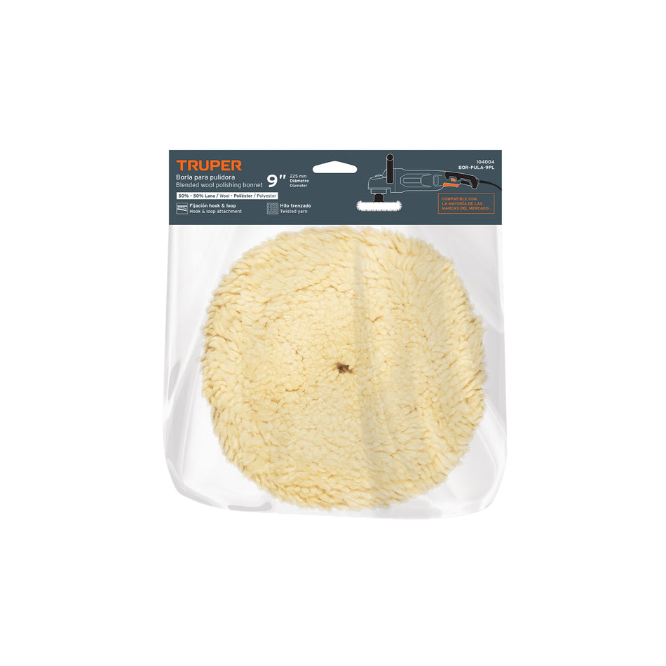 Borla p/pulir 50% lana/50% poliéster de 9' hook & loop, 104004
