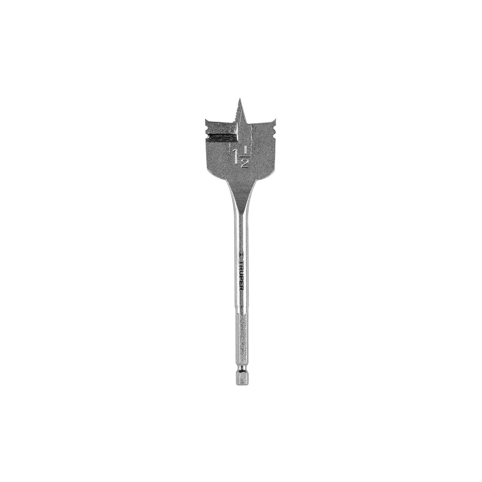 Broca plana de manita 1-1/2' para madera, Truper Caja con 6, 11393