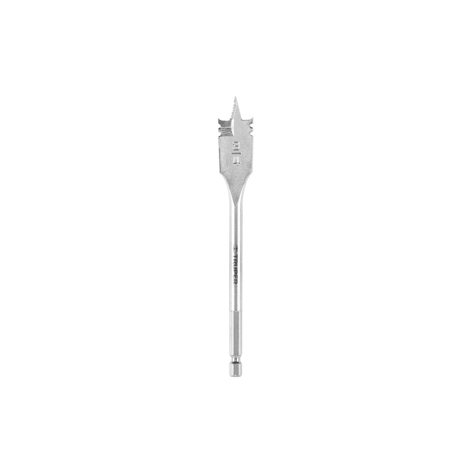 Broca plana de manita 3/4' para madera, Truper Caja con 6, 11378