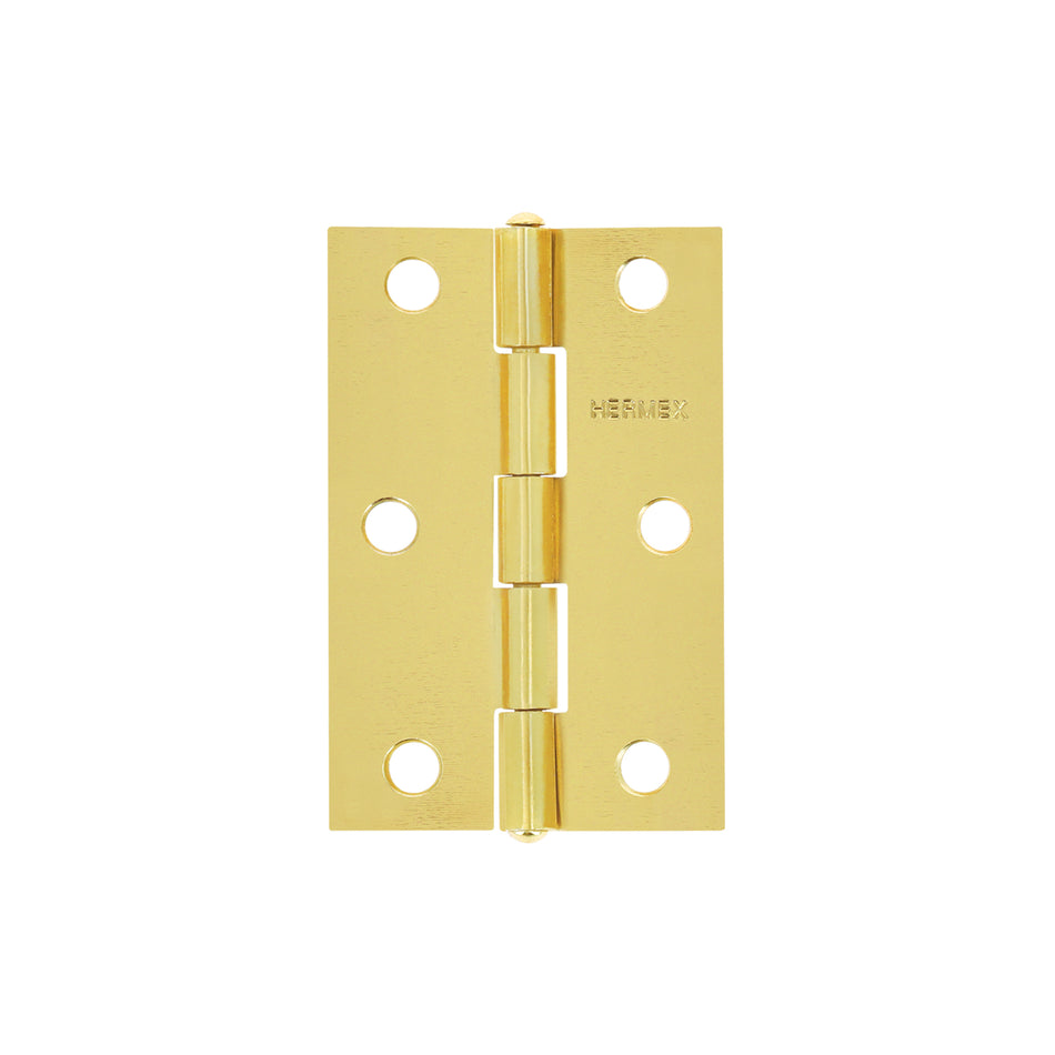 Bisagra rectangular 2-1/2' acero latonado, Hermex Caja con 20, 43195