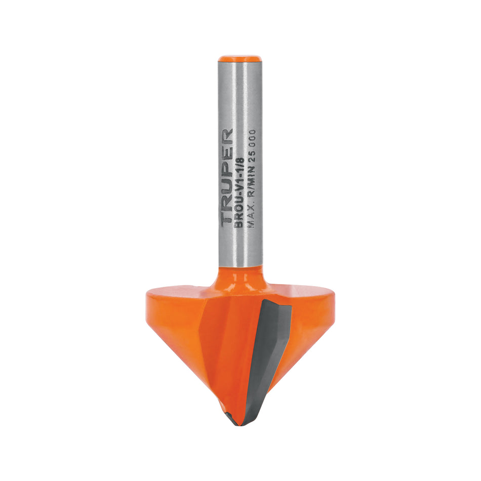 Broca para router, corte en 'V', 1-1/8', Truper Caja con 3, 102719