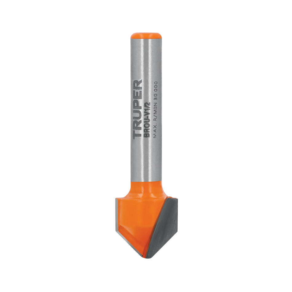 Broca para router, corte en 'V', 1/2', Truper Caja con 3, 11466