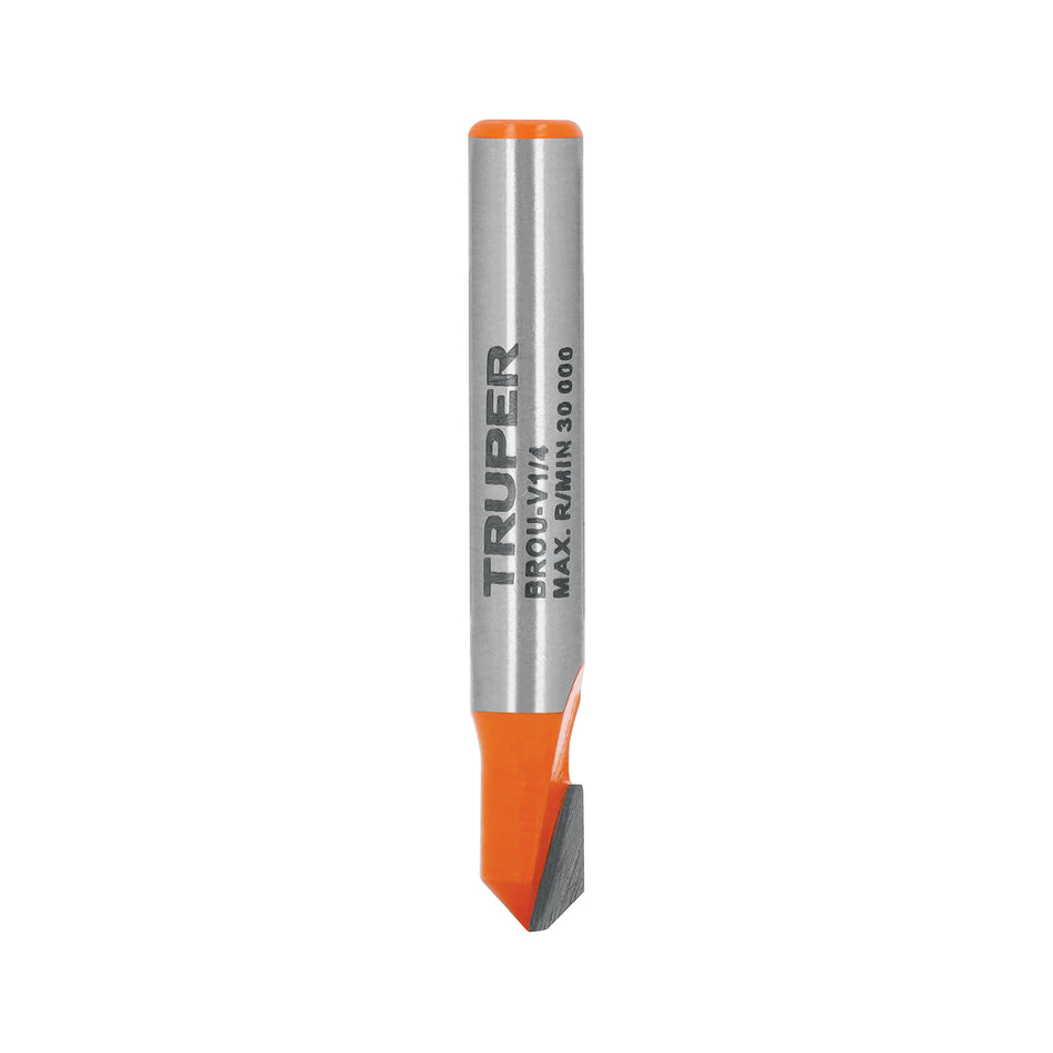 Broca para router, corte en 'V', 1/4', Truper Caja con 3, 102718