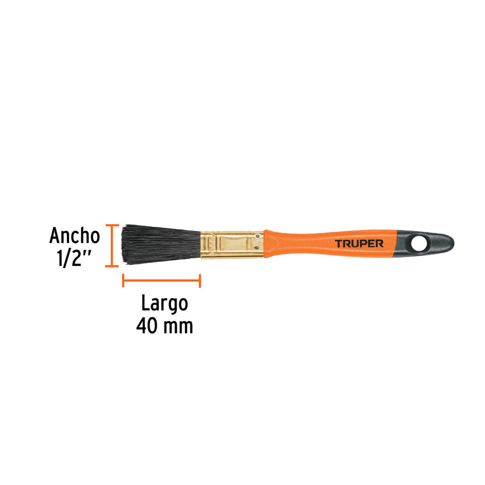 Brocha profesional de 1/2' con mango de plástico, Truper Caja con 6, 14480