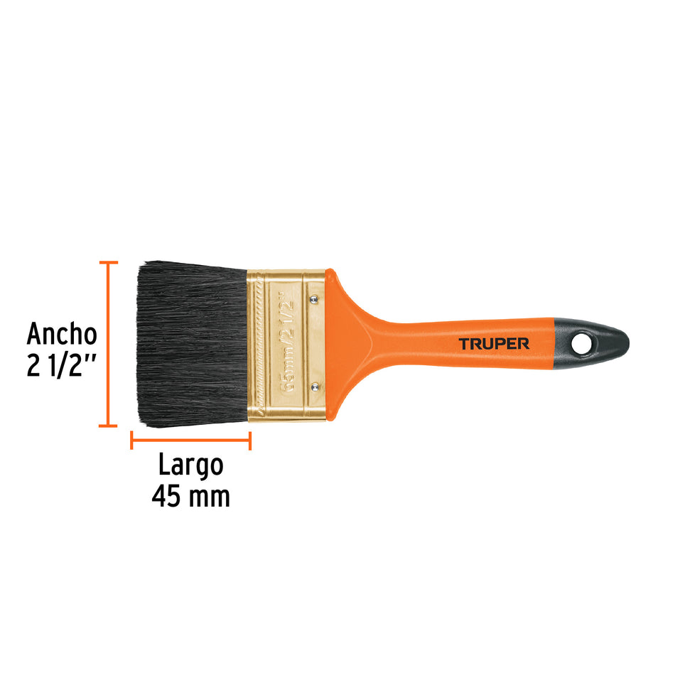 Brocha profesional de 2-1/2' con mango de plástico, Truper Caja con 6, 14484