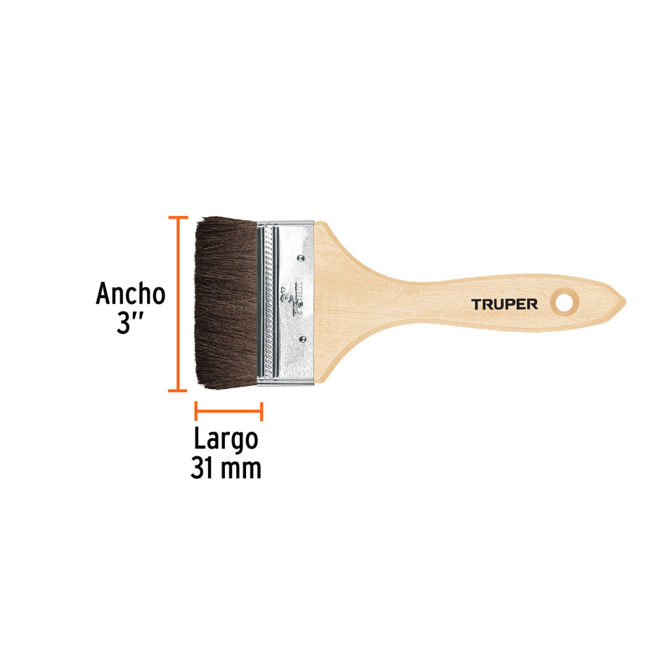 Brocha pelo de camello de 3' con mango de madera, Truper Caja con 6, 12469