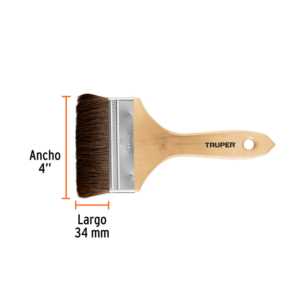 Brocha pelo de camello de 4' con mango de madera, Truper Caja con 6, 12470