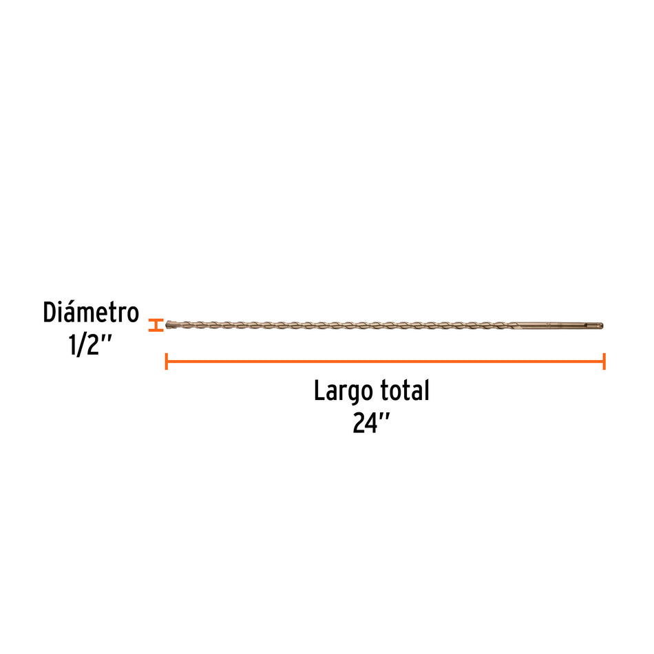 Broca SDS Plus 1/2 x 24', Truper Caja con 5, 101147