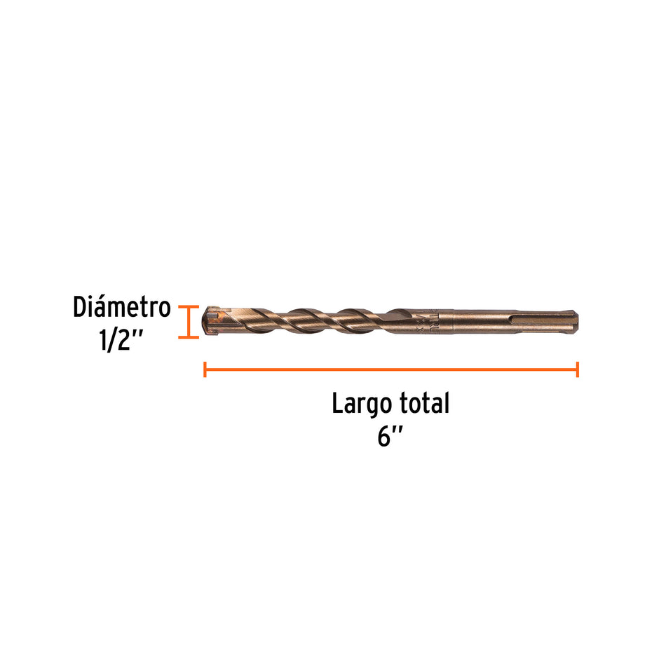 Broca SDS Plus 1/2 x 6', Truper Caja con 5, 11279